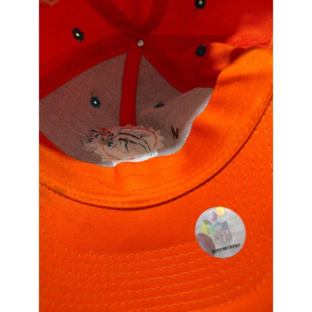 Miami Dolphins NFL Orange Adjustable Hat Baseball Cap Classic Logo Embroidered